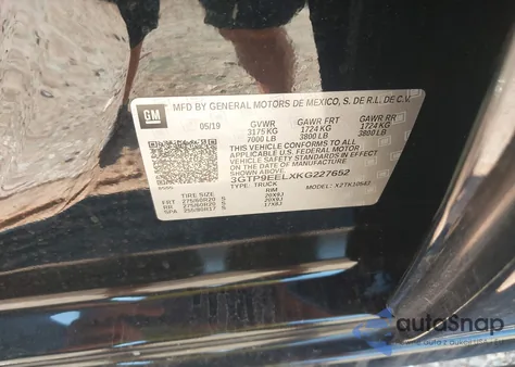 2019 GMC Sierra 1500 At4 z USA, uszkodzony, nr VIN 3GTP9EELXKG227652